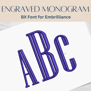 BX Font Alphabet - Engraved Monogram Font - 5 sizes - Instant Download | StitchFont Designs | Monogram Personalisation | Embrilliance