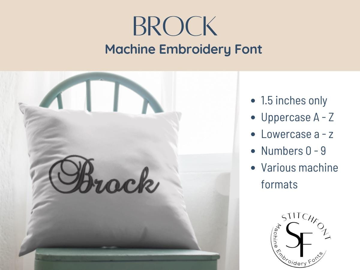 Machine Embroidery Satin Font Alphabet - Brock - 1 Size - 8 Formats ...
