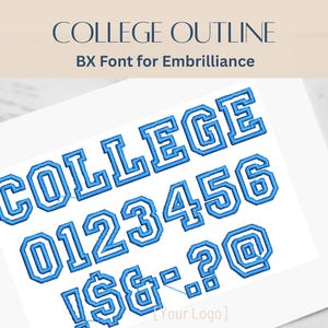 BX Font Alphabet - College Outline Font - 3 sizes - Instant Download | StitchFont Designs | Monogram Personalisation | Embrilliance Software