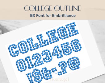 BXフォントアルファベット - カレッジアウトラインフォント - 3サイズ - 即時ダウンロード | StitchFont Designs | モノグラムパーソナライゼーション | Embrillianceソフトウェア