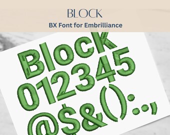 BXフォントアルファベット - ブロックフォント - 3サイズ - 即時ダウンロード | StitchFont Designs | モノグラムパーソナライゼーション | Embrillianceソフトウェア