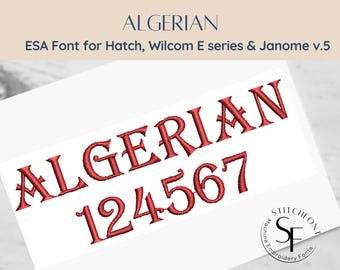 ESA Font Alphabet - Algerian font - multiple sizes - Instant Download | StitchFont Designs Monogram Personalisation | Hatch Wilcom Software