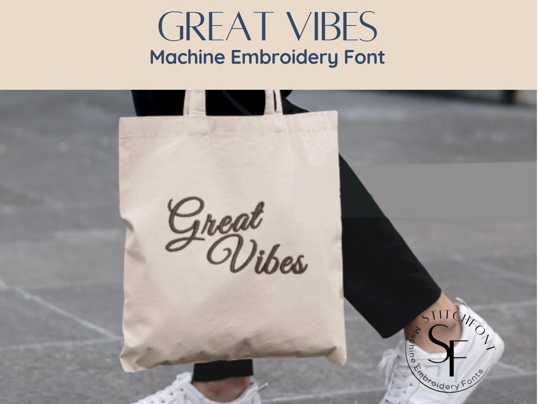 Machine Embroidery Satin Stitch Font - Great Vibes - 3 Sizes - 8 ...