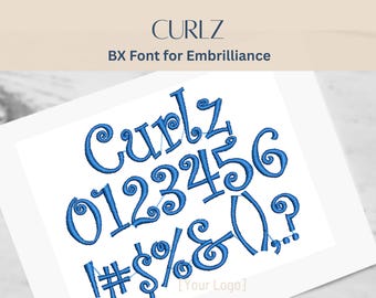 BXフォントアルファベット - Curlzフォント - 3サイズ - 即時ダウンロード | StitchFont Designs | モノグラムパーソナライゼーション | Embrillianceソフトウェア