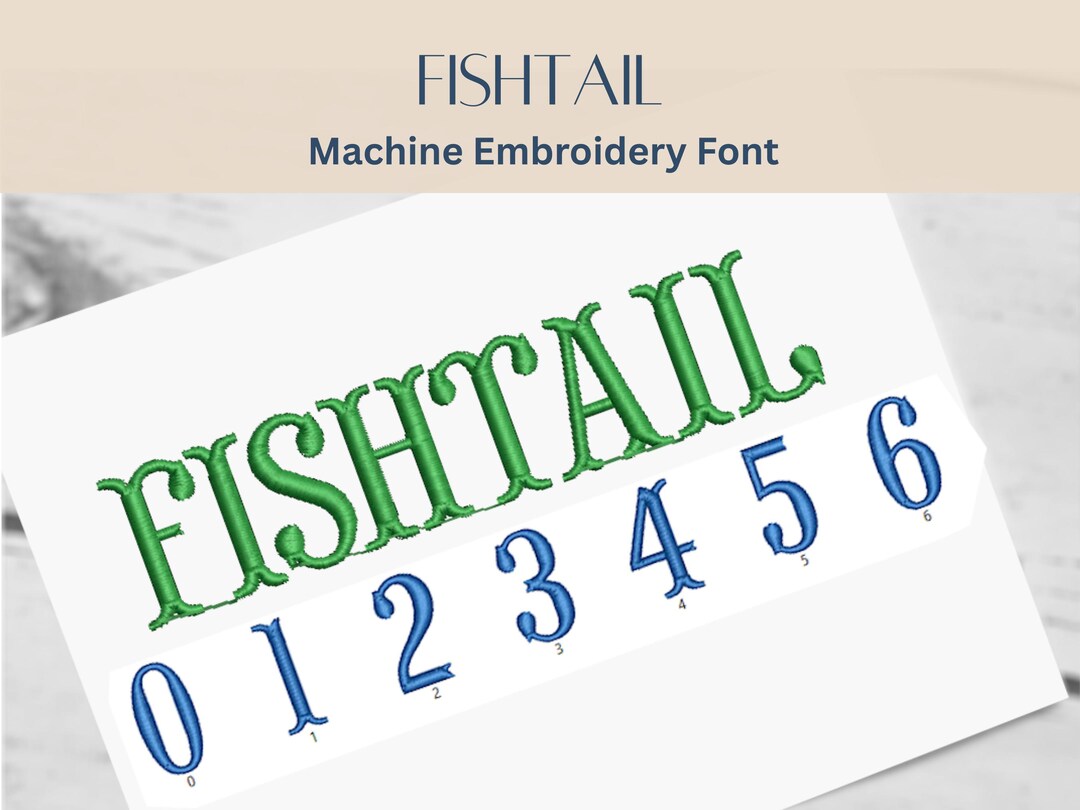 Machine Embroidery Font Alphabet - Fishtail Font - 3 Sizes - Instant ...