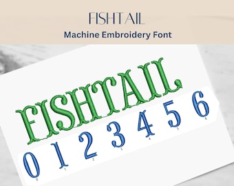 Machine Embroidery Font Alphabet - Fishtail Font - 3 sizes - Instant Download | StitchFont Monogram Personalisation | Embrilliance Software