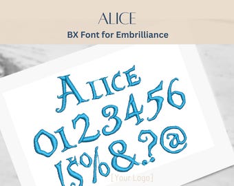 BXフォントアルファベット - 不思議の国のアリス - 3サイズ - 即時ダウンロード | StitchFont Designs | モノグラムパーソナライゼーション | Embrillianceソフトウェア