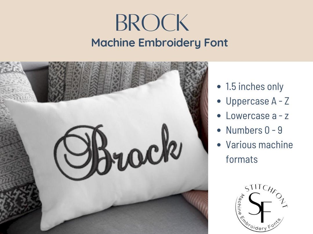 Brock Machine Embroidery Satin Font Alphabet - 1 Size - 8 Formats ...