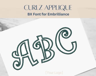 BXフォントアルファベット - Curlz Appliqueフォント - 1サイズ - 即時ダウンロード | StitchFontモノグラムパーソナライゼーション | Embrillianceソフトウェア