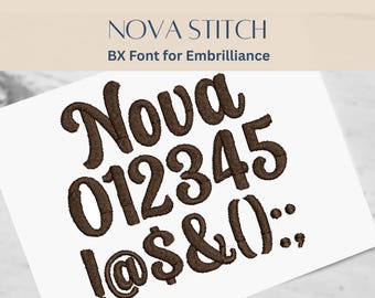 BXフォントアルファベット - Nova Stitchフォント - 3サイズ - 即時ダウンロード | StitchFont Designs | モノグラムパーソナライゼーション | Embrillianceソフトウェア