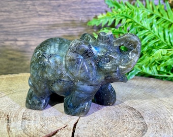 Natural Labradorite Elephants Statues, Crystal Elephants Carvings,Energy Crystals, Riki Healing