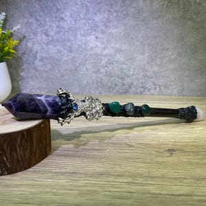 11&#39;&#39; Nice Amethyst Wand, Crystal Wand | Wire Wrapped Amethyst Wand, Handcrafted Magic Wand, Crystal Gift, Crystal Magic Wand, Wood Wands.