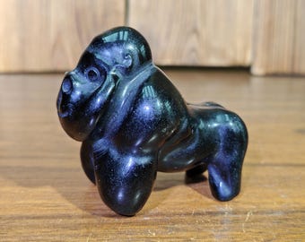 Natural Obsidian Gorillas, Crystal Gorillas, Crystal Animals