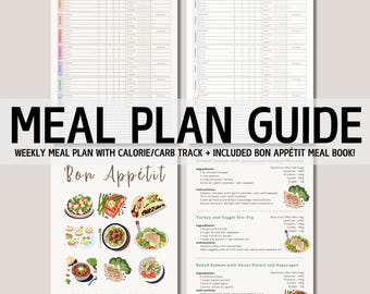 Weekly Meal Prep Planner with Calorie & Carb Tracker + BONUS Healthy Meal Prep Cookbook! (Print or Digital)