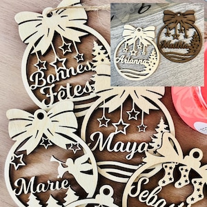 Personalisierte Weihnachtsdekoration aus Holz, Vorname für den Weihnachtsbaum, Weihnachtskugel, Geschenk zum Jahresende