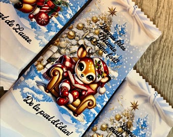 Christmas chocolate, personalized holiday gift for teachers, teaching assistants, chocolate bar + Christmas bauble or paperclip (your choice)