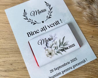 Personalized cards and chocolates for baptisms, weddings, ceremonies, guest favors, personalized treats, the joy of giving