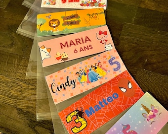 Personalized candy bag for existing or requested birthday themes