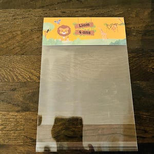 Sachet de bonbons personnalisé "Jungle" avec le prénom et l'âge de votre choix, sachets anniversaire