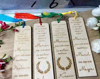 Gift bookmark for teacher, teaching assistant, nanny, wooden bookmark