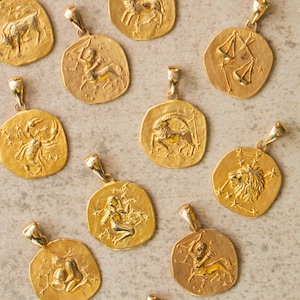 14k Gold Zodiac Pendant Necklace: Custom Horoscope Jewelry