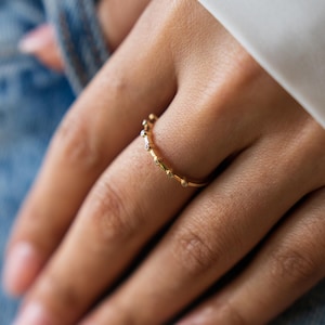 14K Gold Half Eternity Ring: Sparkling Stone Band