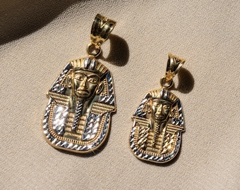 King Tut 14 kt gouden hanger: handgemaakte Egyptische farao-sieraden