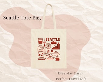Seattle Cotton Canvas Tote Bag: Pacific Northwest Reusable Shopper