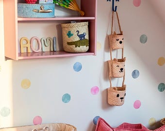 Pastel Polka Dot Wall Stickers - Hand Painted Fabric Wall Decals for Kids