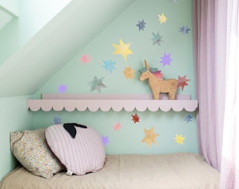 Hand Painted Star Wall Stickers: Fabric Peel and Stick Decals for Kids Rooms