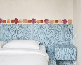 Handgemalte Tapetenbordüre: Floral und Geometrisch Schälen und Aufkleben