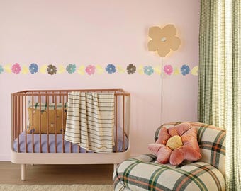 Handgemalte Gänseblümchen-Tapetenbordüre: Wandtattoo für Mädchen-Kinderzimmer