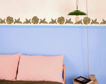 Wallpaper Border with Flowers – Hand Painted Peel and Stick Removable Wall Decals