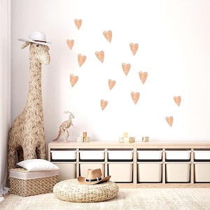 Gold Heart Wall Decals, Hand Painted Fabric Wall Stickers for Girl Nursery