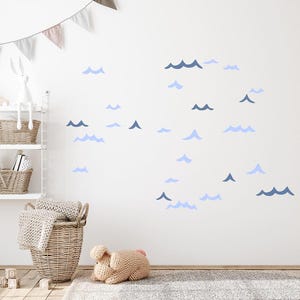 Ocean Waves Wall Stickers - 26 Hand Painted Wall Decals for Nursery