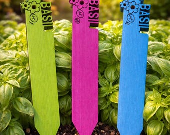Color Wooden Garden Markers, Plant Labels for Vegetables & Herbs, Decorative Garden Stakes for Raised Beds, Planters  Indoor Gardens