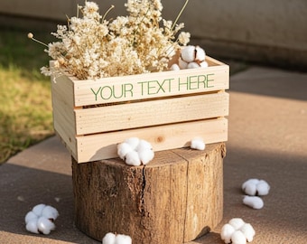 Personalized Cedar Wood Crate: Rustic Farmhouse Storage Bin, USA Made