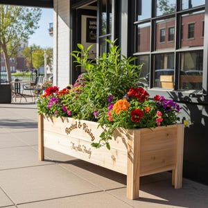 Custom Raised Cedar Garden Planter Box, Personalized Outdoor Planter for Commercial Spaces, Home Gardens & Wedding Events