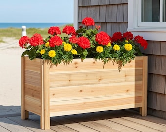 Tall Cedar Raised Garden Planter Box with Legs - Custom Size Elevated Wooden Planter for Patio, Home & Commercial Use
