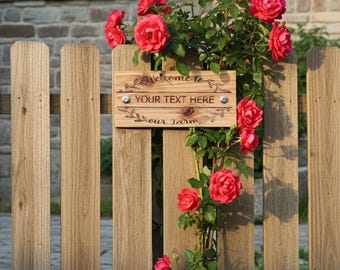 Personalized Engraved Chain-Link Fence Wood Warning Sign – Beware of Dog, Private Property, No Trespassing | Outdoor Cedar Garden Signs