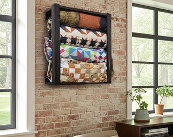 Easy-Hang Quilt Wall Display Rack | Custom Blanket Holder Frame Case Decor