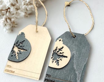 Personalized Wood Christmas Gift Tags - Set of 5 Holiday Ornaments