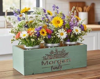 Personalized Table Centerpiece Decoration For Dining Room | Wedding Center-piece Decor Mason Jars, Flower Vases