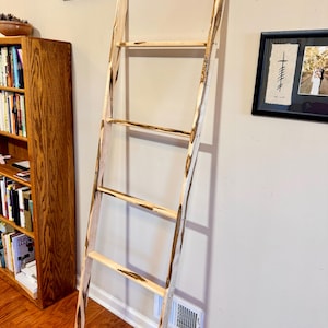 Handcrafted Wood Blanket Ladder, Decorative Quilt Rack, Home Decor Storage, Ambrosia Maple