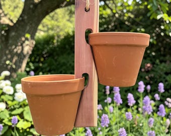 Macetero vertical para plantas, macetero de cedro hecho a mano, macetero colgante para interiores y exteriores, jardín para espacios pequeños