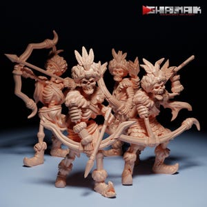 Undead Skeleton Archers Squad (4 or 10 miniatures) Warriors 28mm 32mm Necromancer Death Army 3D Printed Resin Ghamak