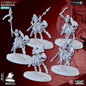 Sand Skeleton Horsemen Miniature Set (5 modular minis) Dark Undead Tomb Pharaoh 28mm/32mm scale 3D Printed Resin