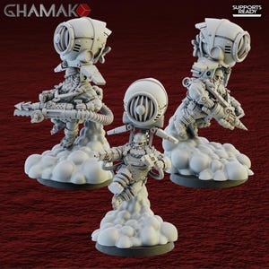 Reckless Engineers Dwarf Rune Riders Set (3 Minis, 32mm bases) Resin Models 28/32mm Scale Grimdark Fantasy Steampunk RPG Wargame
