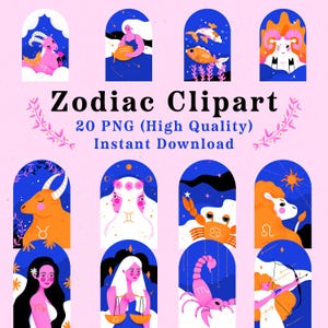 Zodiac Clipart PNG Horoscope Clipart Printable Celestial Clipart Zodiac Sign Bundle Print Astrological PNG Astrology Print Astronomy Clipart