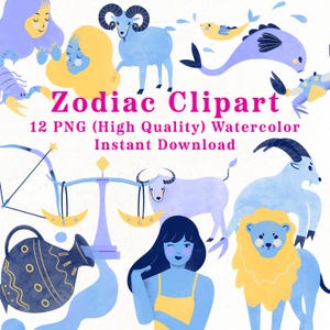 Zodiac Clipart PNG Horoscope Clipart Print Watercolor Clipart Zodiac Sign Bundle Print Astrological PNG Astrology Print Astronomy Clipart